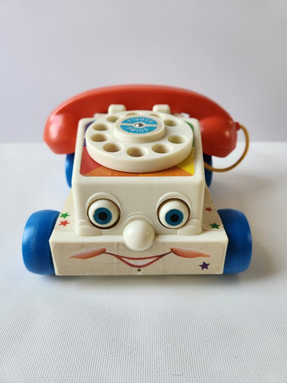 Fisher Price Chatter Telephone Pull Along Toy 2009 Mattel Rotary Dial Red Blue